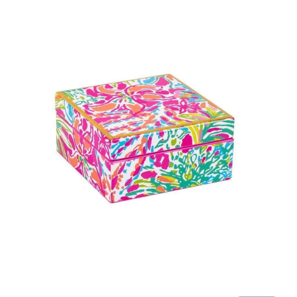 Lilly Pulitzer Multicolor Floral Lacquer Box - Pink, Turquoise, Green